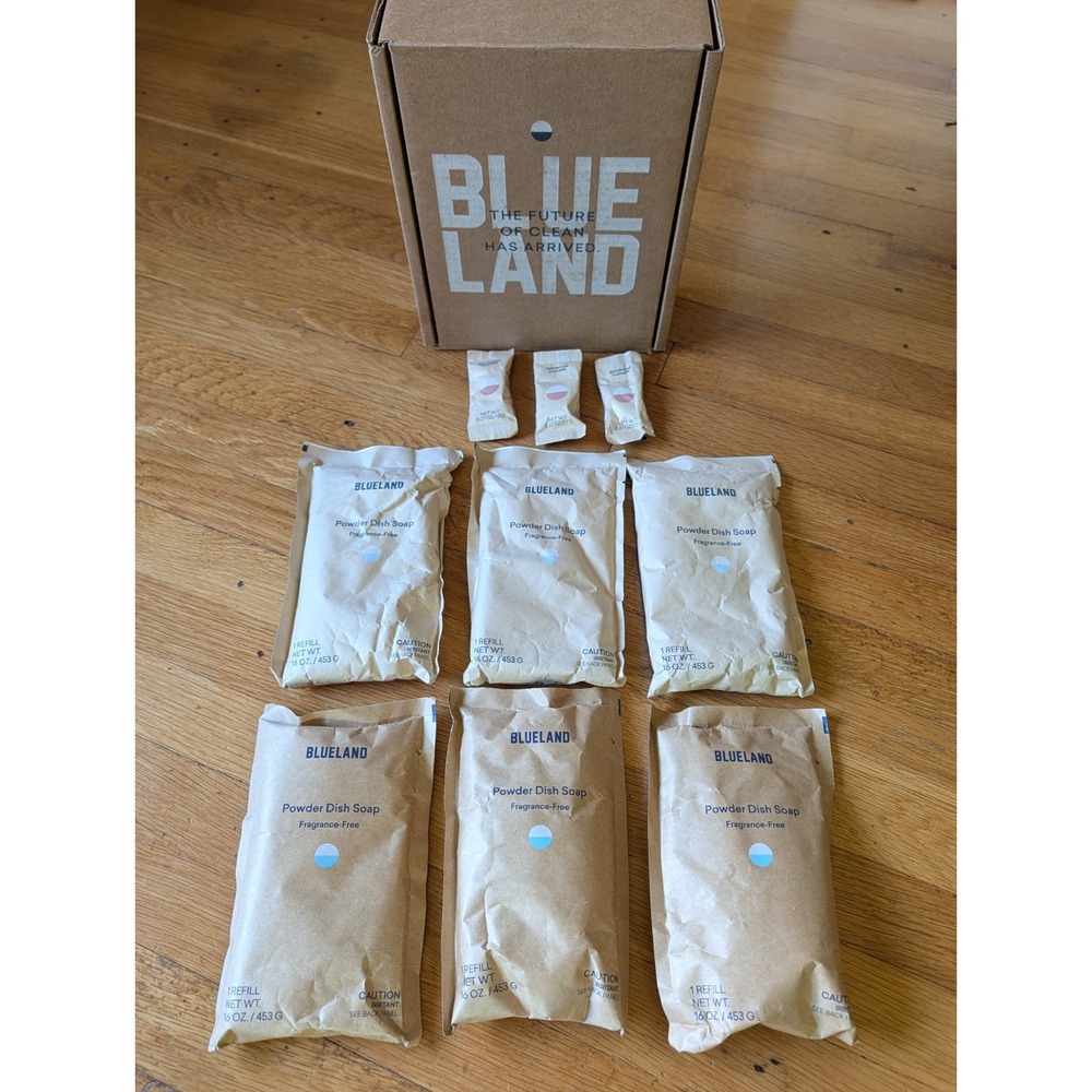 6x Blueland Powder Dish Soap 16oz Each + 3 Bathroom Cleaner Tablets Eco Friendly